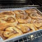 Bake cinnamon rolls at 375 ℉ for 18 - 25 minutes.