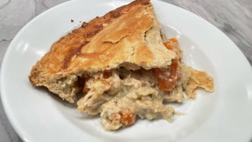 Chicken pot pie recipe - classic style with whole milk shredded chicken breast, carrots, celery, white onion and fresh thyme and parsley - yawesome.