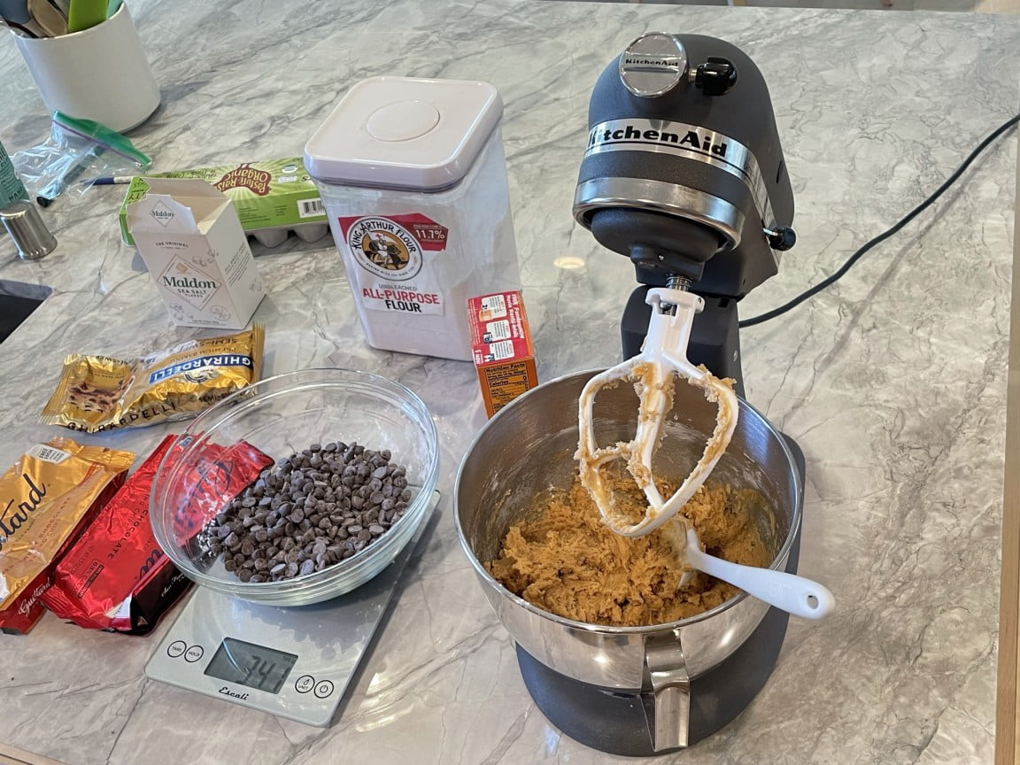 The best chocolate chip cookie recipe with high quality dark chocolate and sea salt flakes.