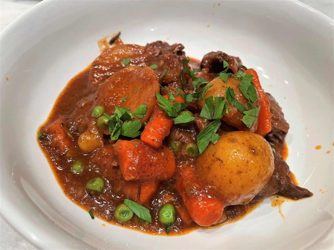 Super easy beef stew made with leftover skirt steak marinated with soy sauce and Worcestershire sauce, also known as Whatever Beef is Left in the Freezer (WBLF) Beef Stew. #yawesome.