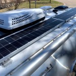 RV solar system consists of solar panels, solar charge controller, batteries and monitoring and controls.