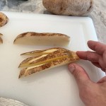3/8" to 1/2" thick potato slices for great oven roasted fries.