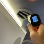 Temp check of the supply duct AC air temp for our Airstream Dometic Penguin II AC unit.